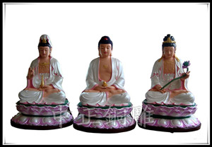 彩繪西方三圣銅佛像