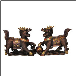 銅麒麟擺件一對(duì)