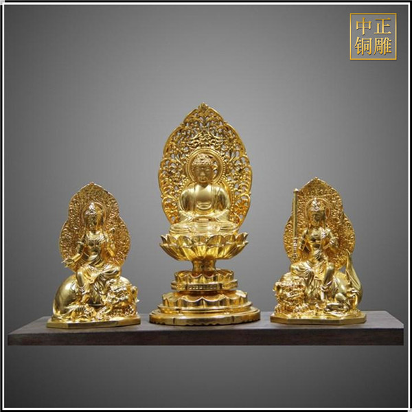 三寶佛銅佛像擺件