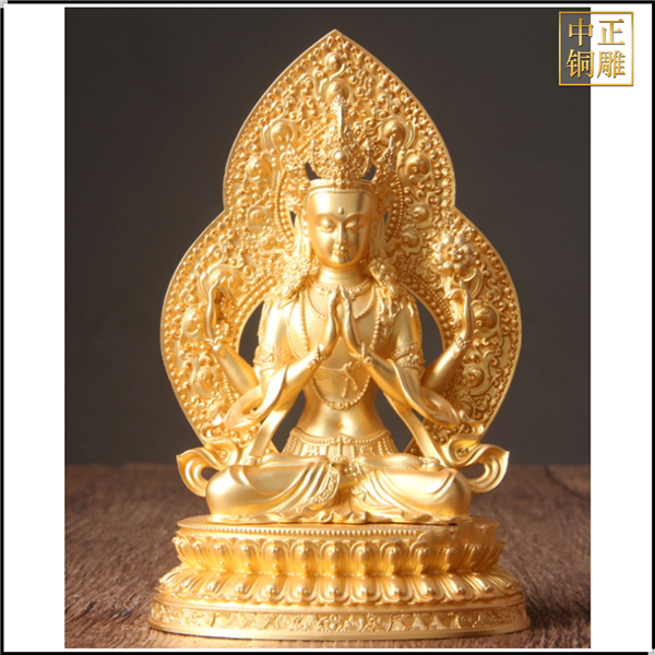 帶背光銅觀音像