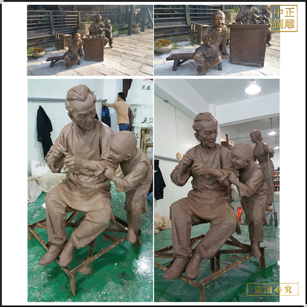 步行街捏糖人銅雕塑