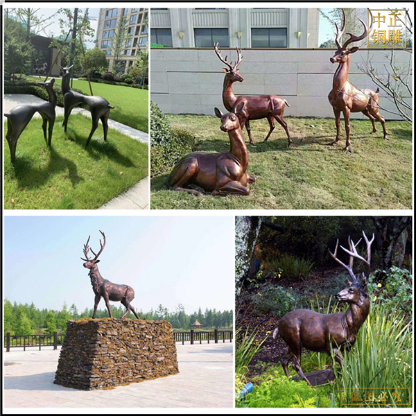戶(hù)外花園林銅鹿雕塑