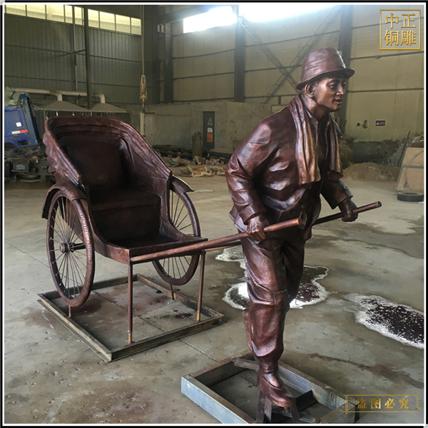 拉車人物景觀雕塑