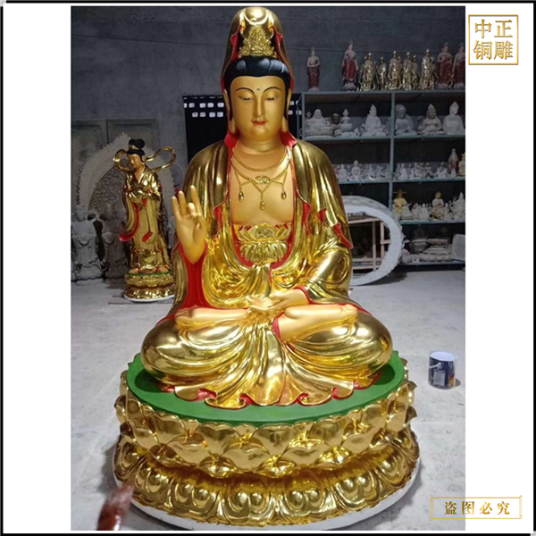 貼金彩繪坐像觀世音娘娘佛像