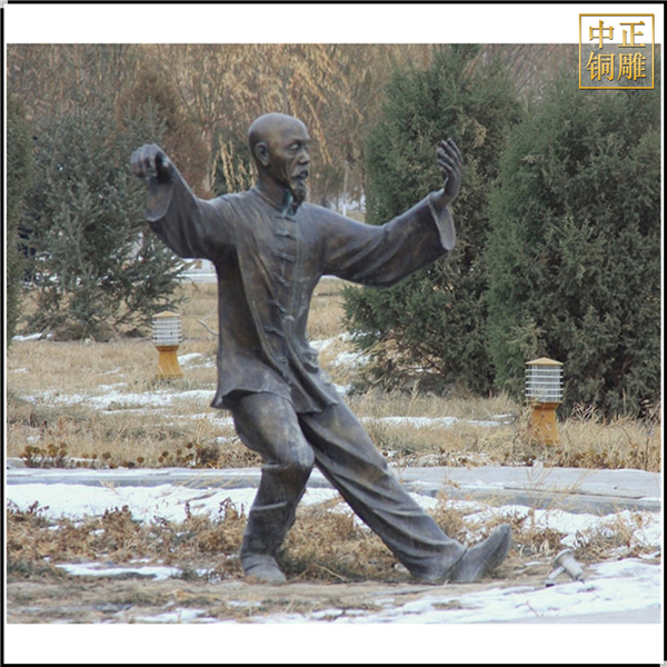 室外景觀練太極人物銅雕塑
