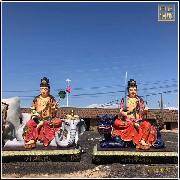 生產大型文殊普賢銅佛像