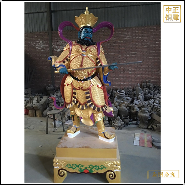 貼金彩繪純銅四大天王佛像