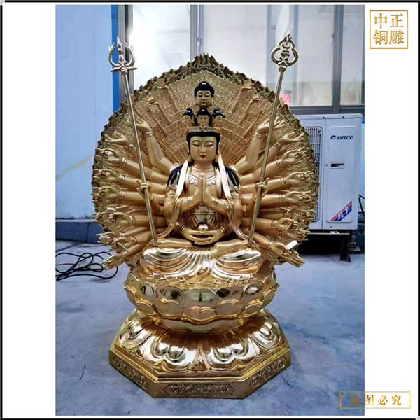 貼金千手觀音銅佛像