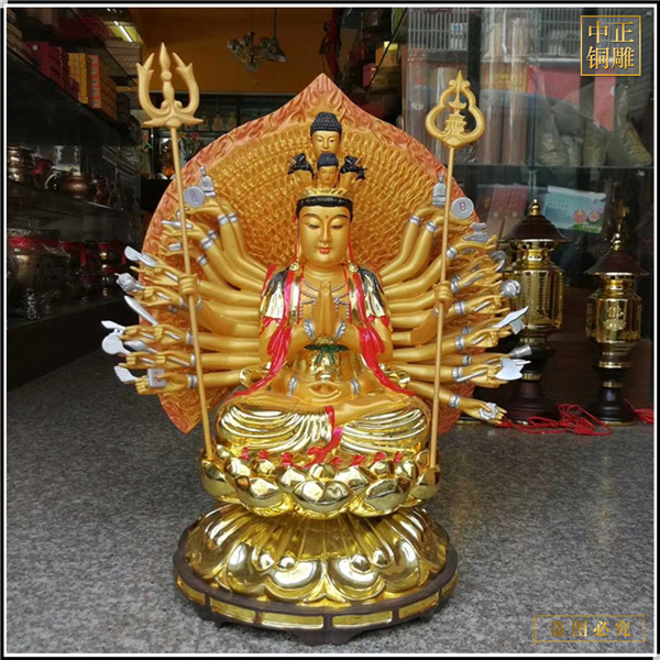 貼金千手觀音菩薩銅像